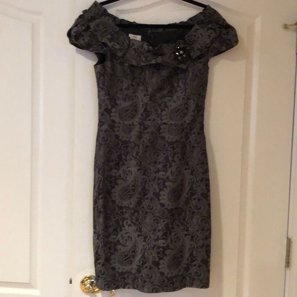 Off the shoulder grey and black dress